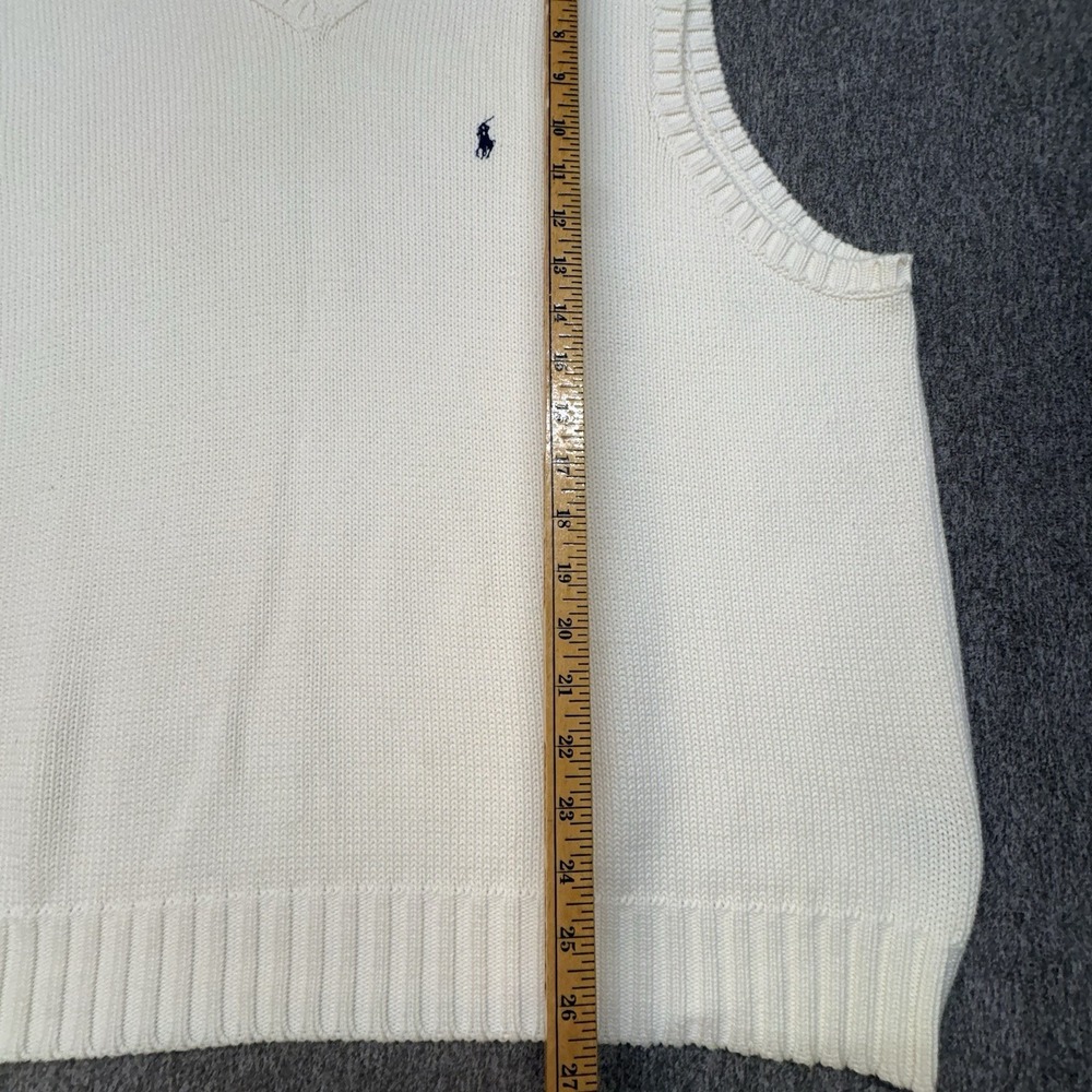 Vintage '80s Polo Ralph Lauren Beige Ivory 100% Cotton Sweater Vest XXL - Picture 6 of 11